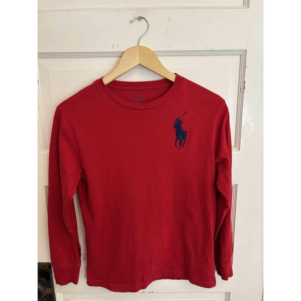 POLO RALPH LAUREN Boys‎ Red Big Pony Cotton Jersey T-shirt Size Medium (10-12)